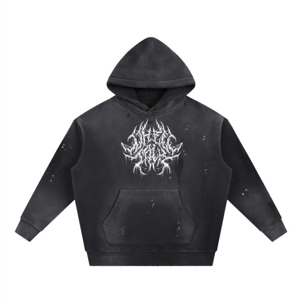Vintage Washed Frayed Fleece Hoodie